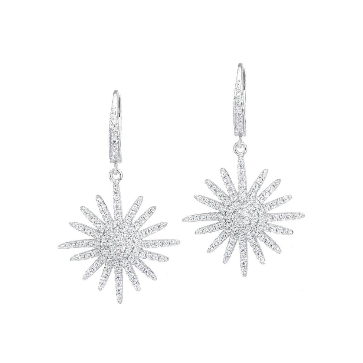 Silver starburst earrings on sale