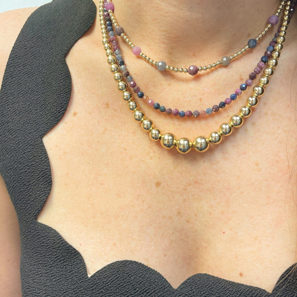 Berry | Sapphire and Gold Beaded Necklace