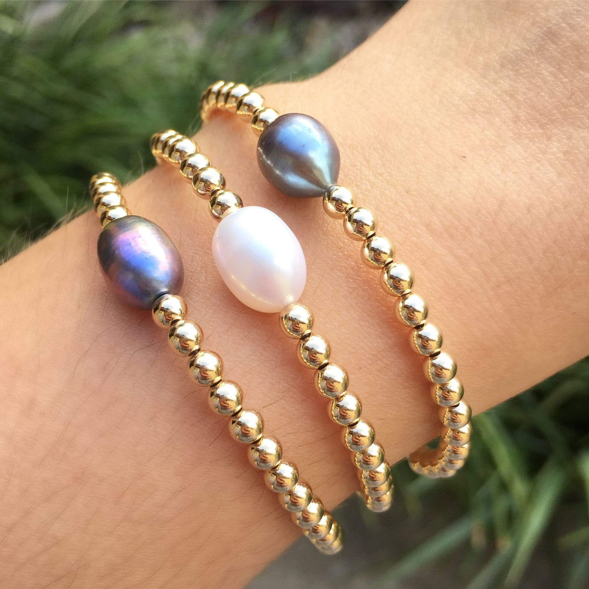 Classic Trio  Gold + Silver + Rose Gold Bracelet Set by Jaimie Nicole  Jewelry