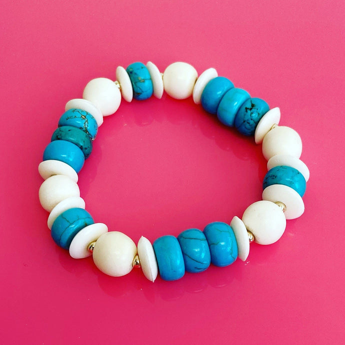 BEADazzled | Turquoise and Neutral Beaded Bracelet