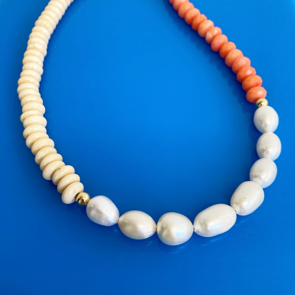 BEADazzled | Coral and Pearl Beaded Necklace