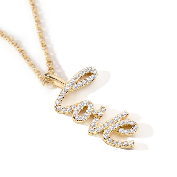 Zoë Chicco 14k Gold Script Letter Love Necklace – ZOË CHICCO