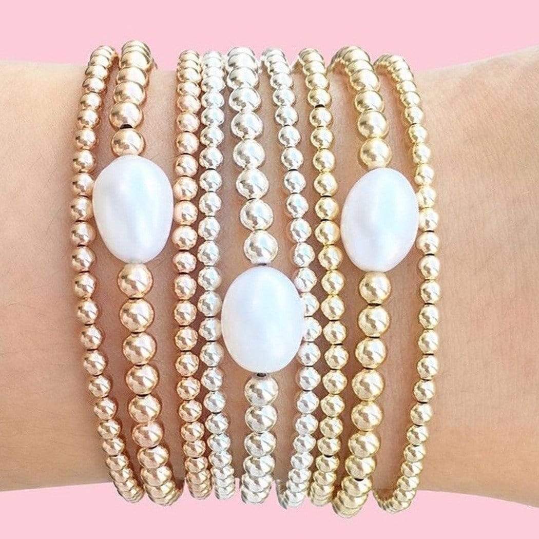 Classic Trio  Gold + Silver + Rose Gold Bracelet Set by Jaimie Nicole  Jewelry