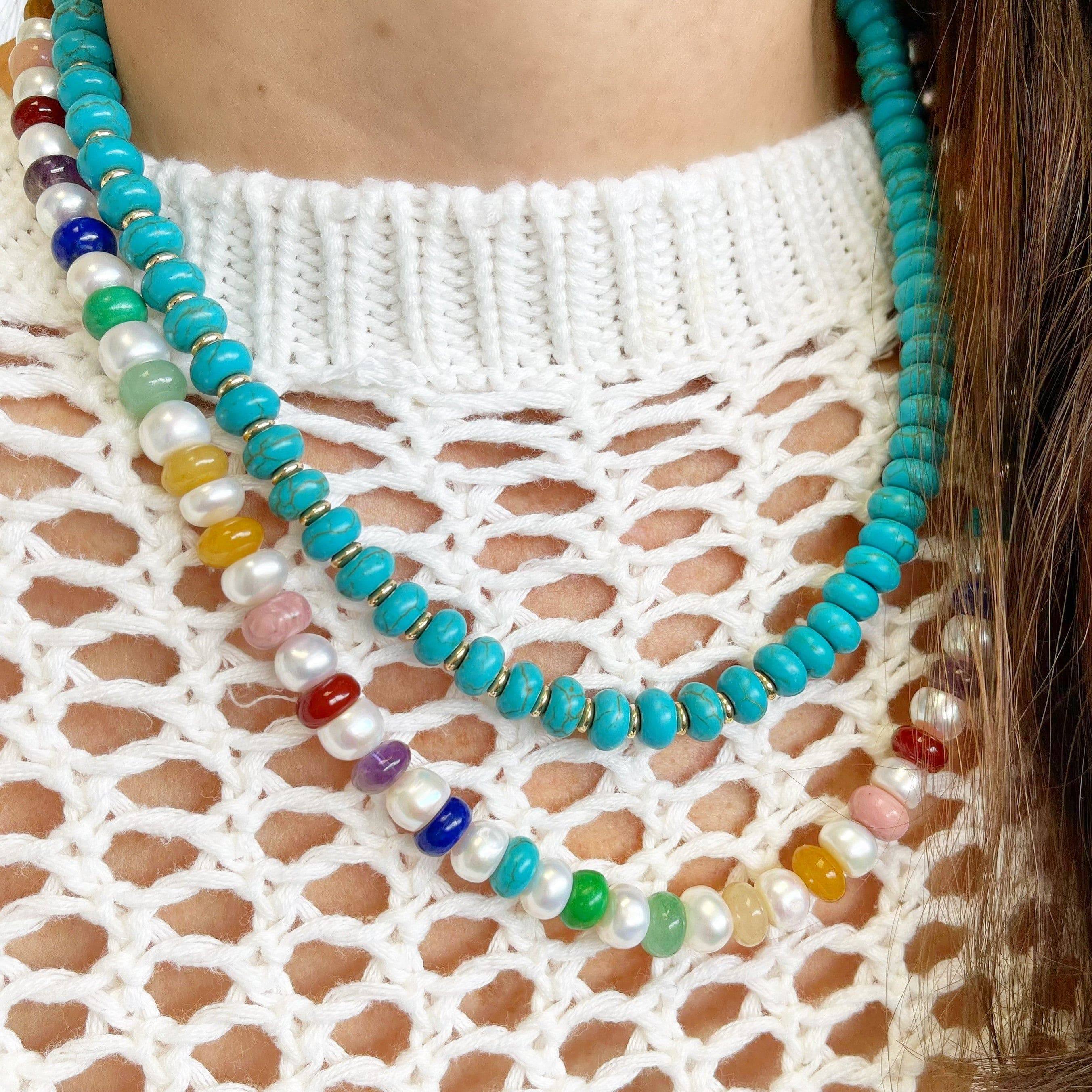 BEADazzled | Turquoise + Gold Beaded Necklace