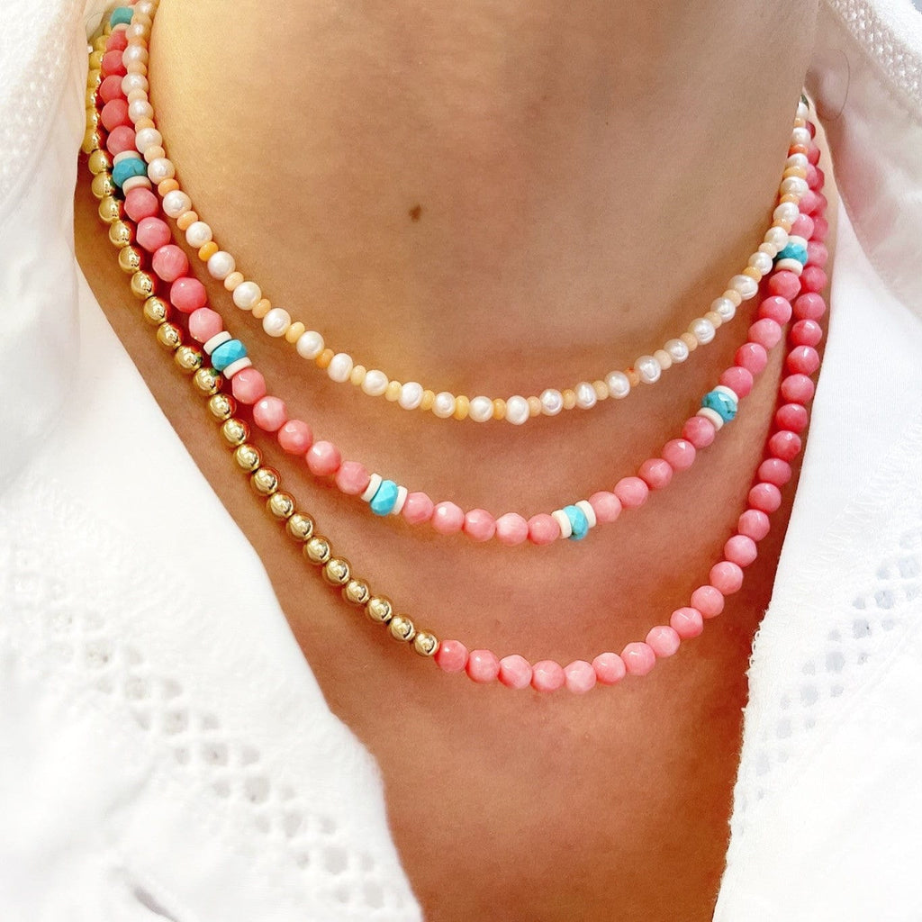 BEADazzled | Coral and Turquoise Beaded Necklace
