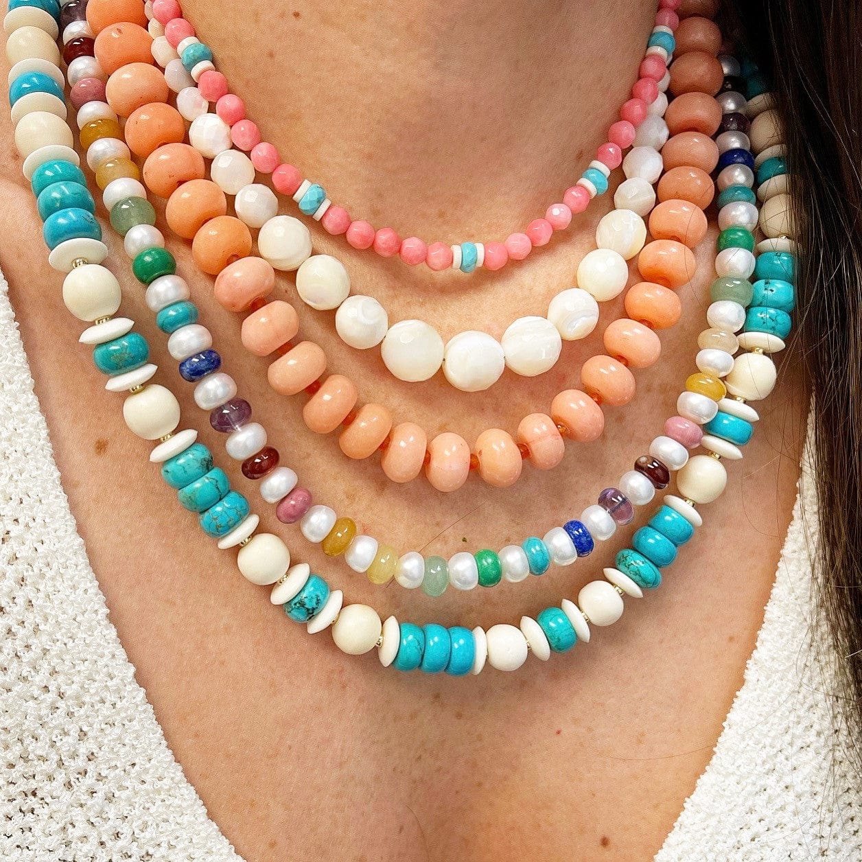 BEADazzled | Coral and Turquoise Beaded Necklace