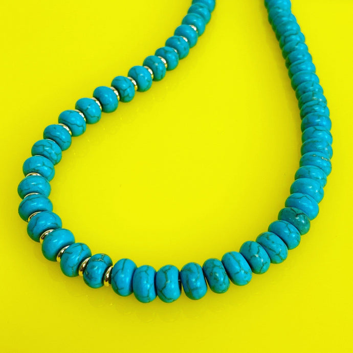 BEADazzled | Turquoise + Gold Beaded Necklace