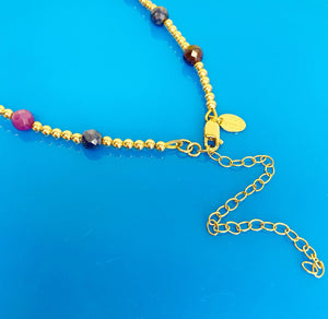 Berry | Sapphire and Gold Beaded Necklace