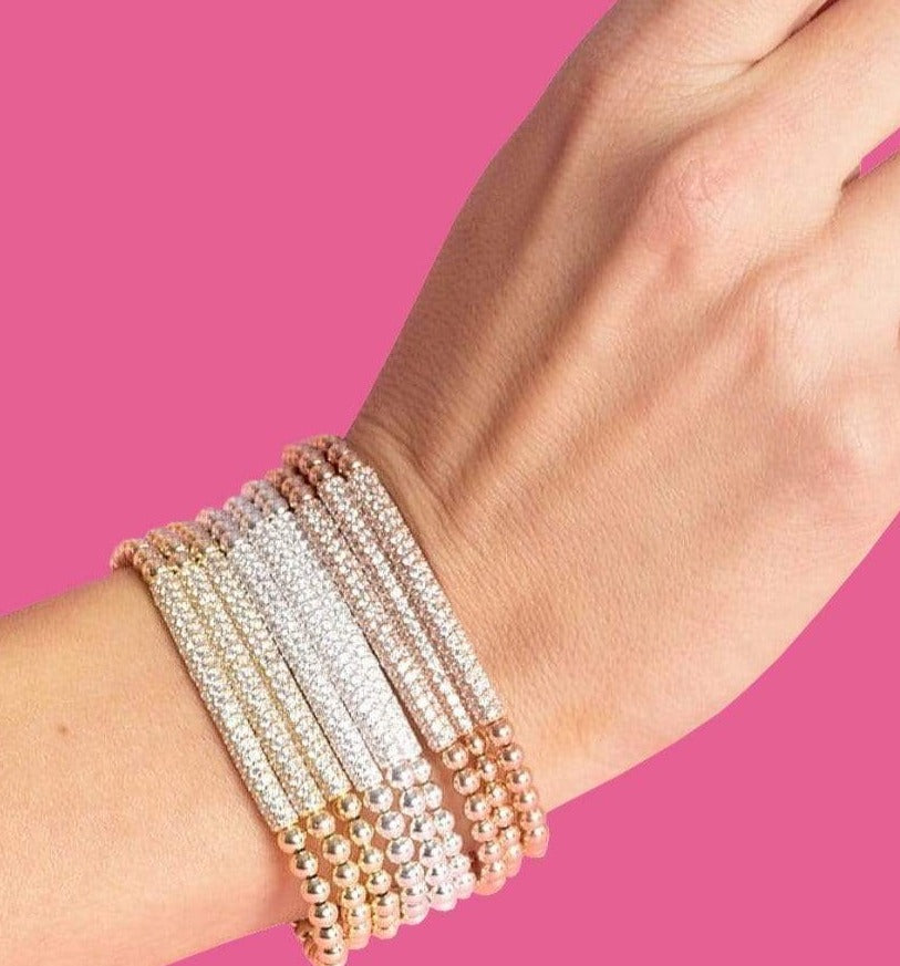 Ready, Set, Stack  Gold + Silver + Rose Gold Bracelet Set by Jaimie Nicole  Jewelry