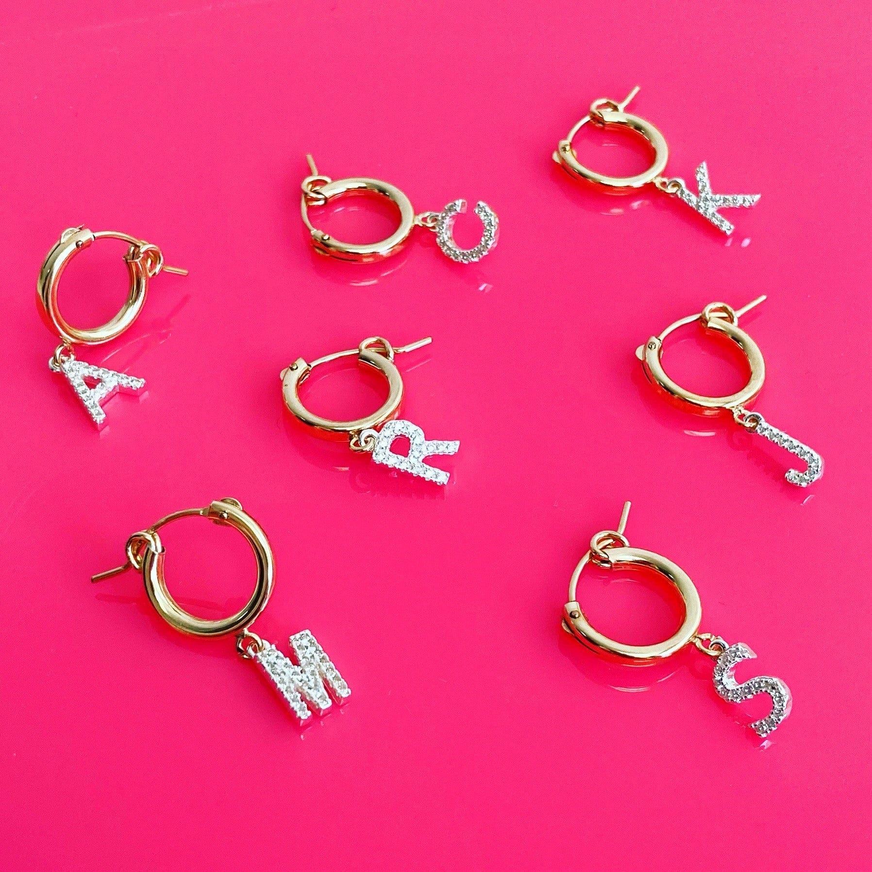 Initial Here | Single Letter Charm Huggie Hoop Earring