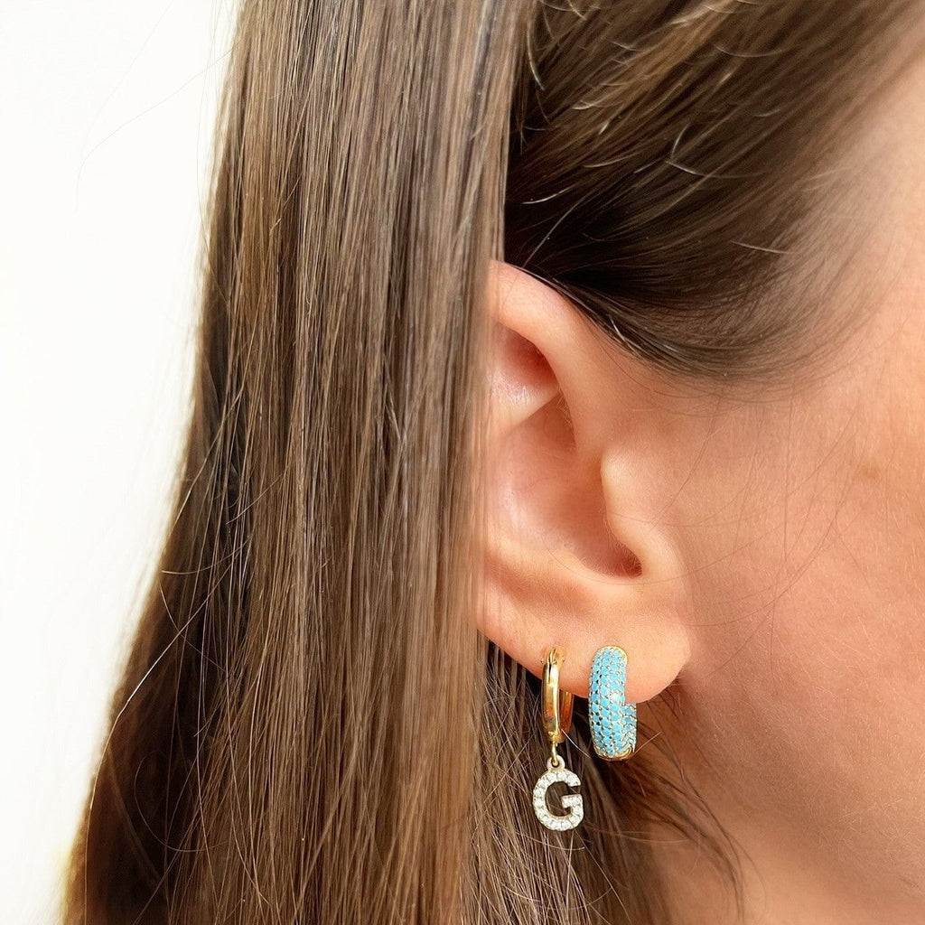 Frosted | Turquoise Huggie Hoop Earrings